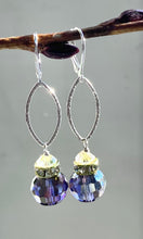 Load image into Gallery viewer, Gold with Purple Shimmer Crystal Earrings