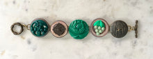 Load image into Gallery viewer, Vintage Green Button Bracelet