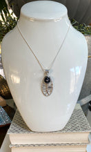 Load image into Gallery viewer, Flower Fun Black and White Antique Button Pendant