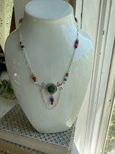 Load image into Gallery viewer, Flower Gems Antique Enamel Button Necklace