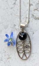 Load image into Gallery viewer, Flower Fun Black and White Antique Button Pendant