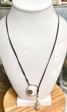 Load image into Gallery viewer, Leather Wrap Antique Button Necklace