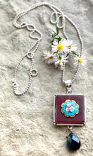 Load image into Gallery viewer, Aqua Blue Floral Enamel Necklace