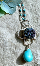 Load image into Gallery viewer, Turquoise Black Button Necklace