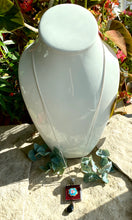 Load image into Gallery viewer, Aqua Blue Floral Enamel Necklace