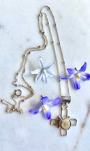 Load image into Gallery viewer, Mini Brass Antique Baby Button Cross 16" Chain