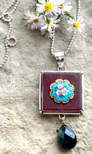 Load image into Gallery viewer, Aqua Blue Floral Enamel Necklace
