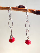 Load image into Gallery viewer, Long Red Glass Earrings
