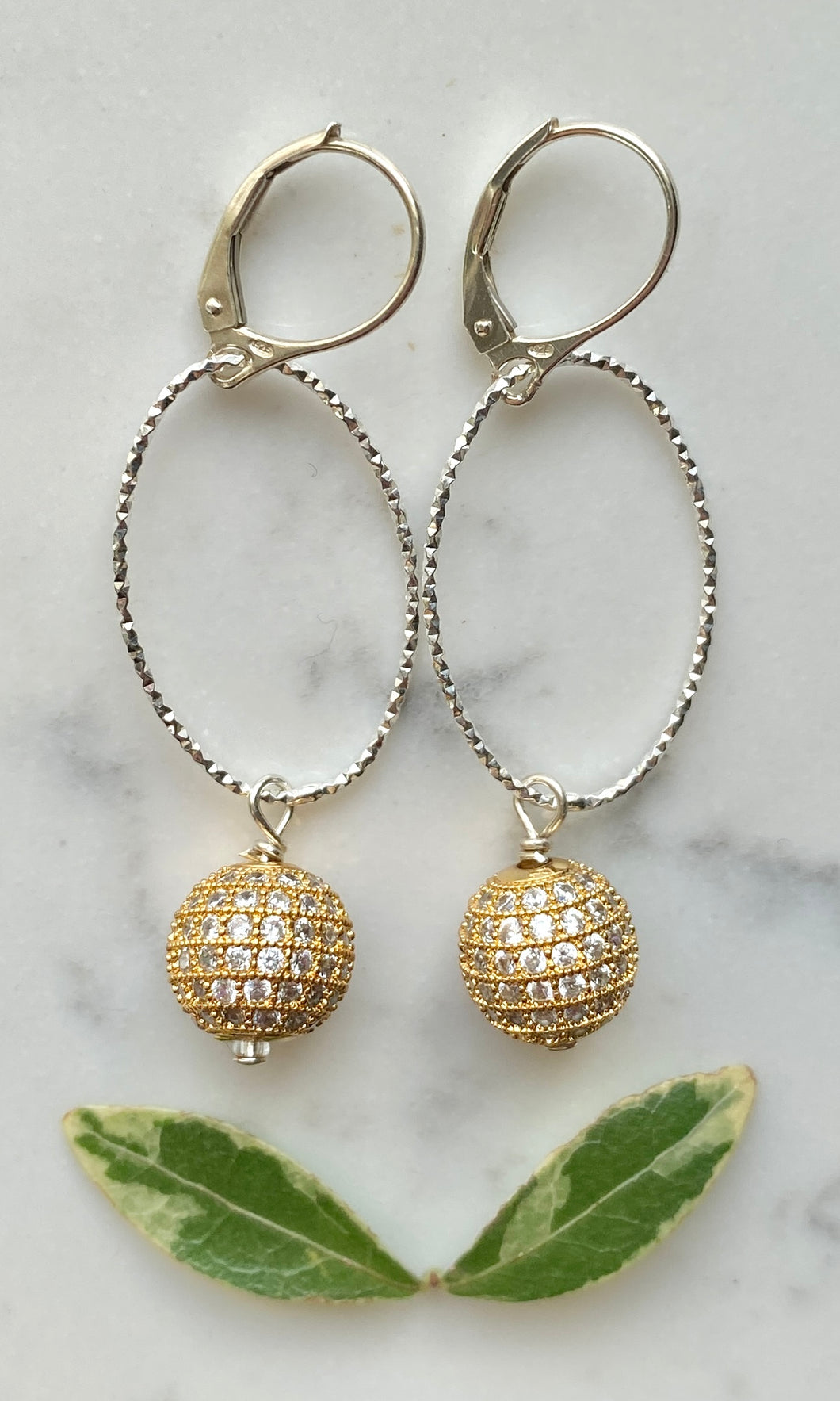 Large Gold Pave Earrings (restocked)