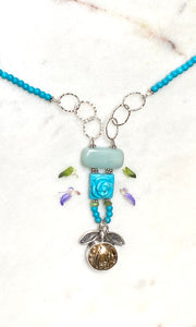Water Lily Antique Button Necklace