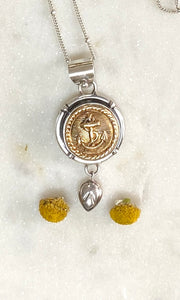 Hope Antique Button Anchor Necklace