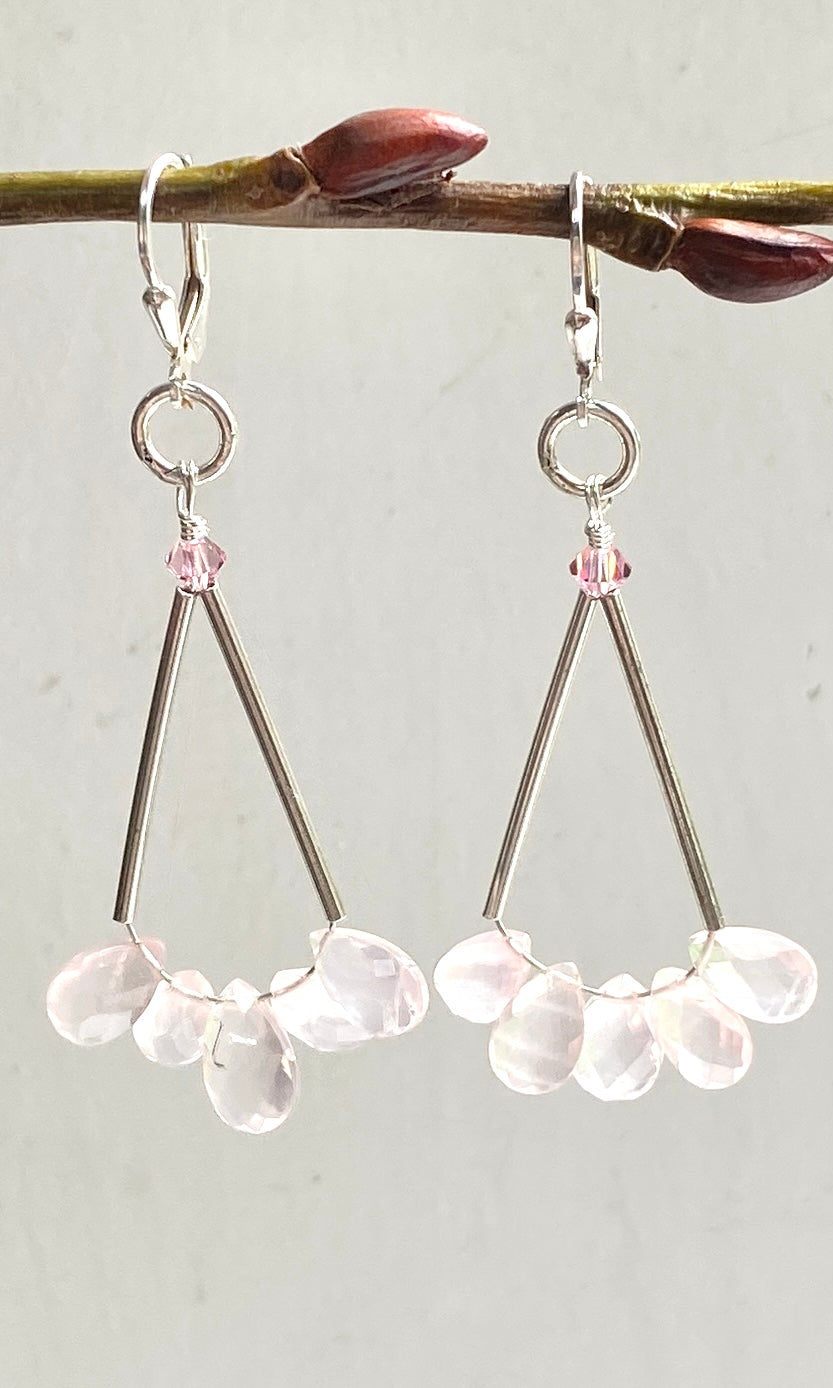 Pink Quartz Long Earrings