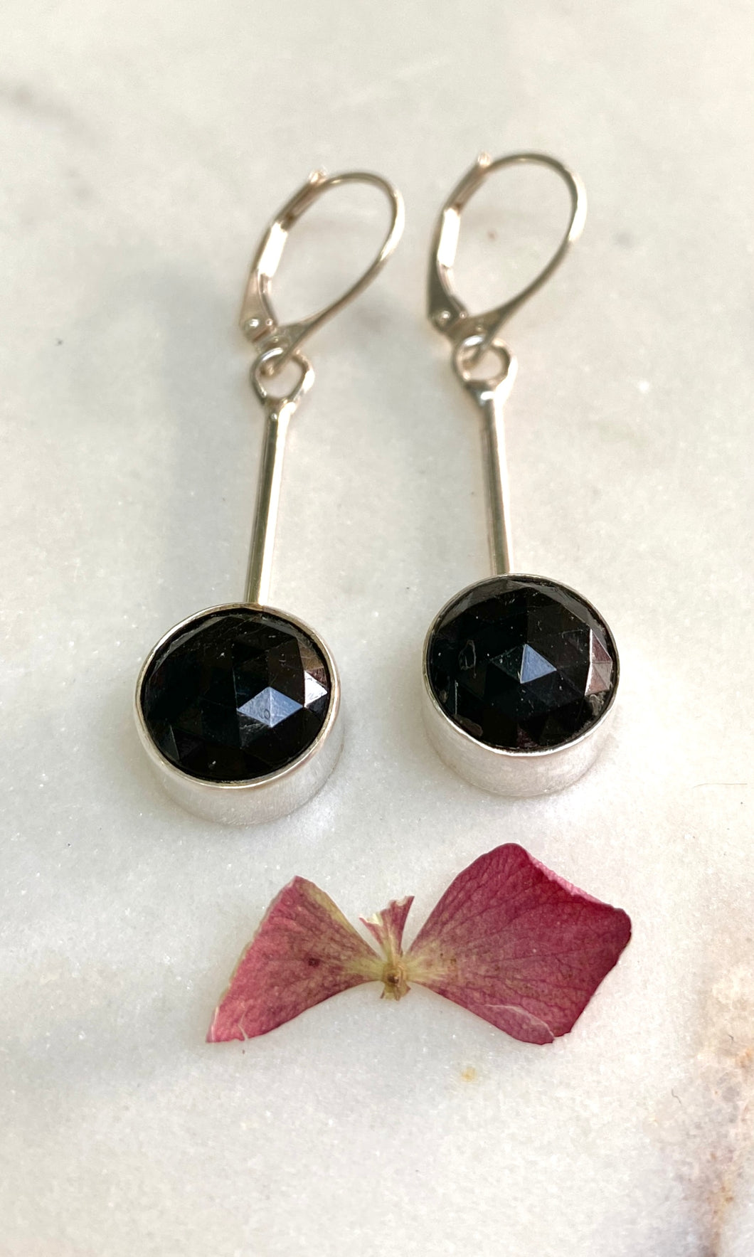 Contemporary Black Antique Button Earrings