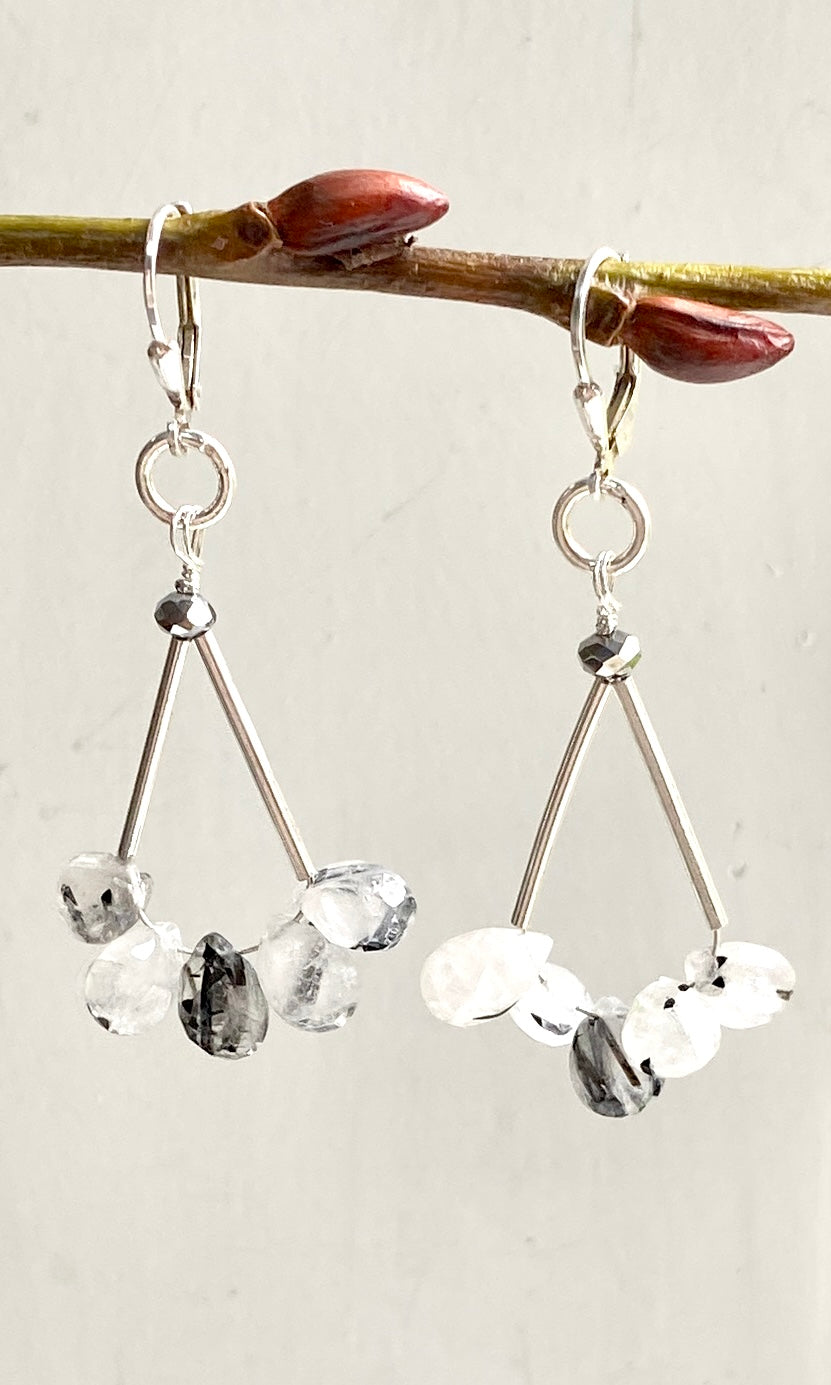 Rutilated Quarts Long Earrings