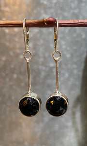 Contemporary Black Antique Button Earrings