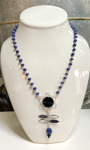 Blueberry Lapis Flower Necklace