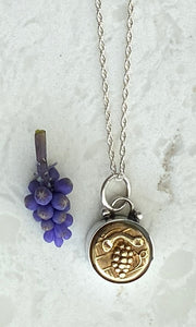 Mini Grapes Antique Button Pendant Necklace