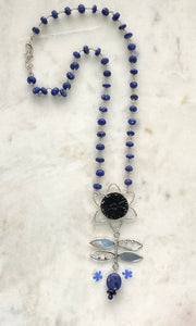 Blueberry Lapis Flower Necklace