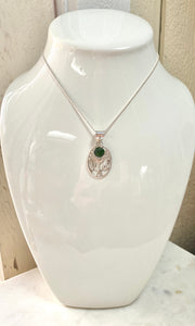 Small Green Folk Pendant Necklace