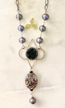Load image into Gallery viewer, Black Antique Button, Shell and Pearl Necklace

