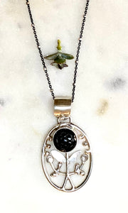 Folk Pendant Necklace With Black Button