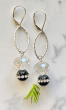 Load image into Gallery viewer, Long Crystal Set Black Onyx Earrings
