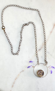 Circle and Antique Button Necklace
