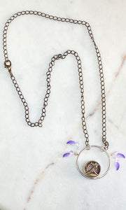 SALE/Circle and Antique Button Necklace
