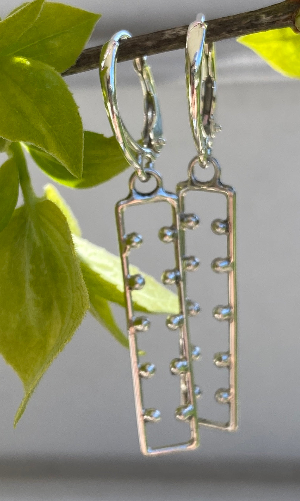 Long Dotted Rectangle Earrings