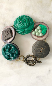 Vintage Green Button Bracelet