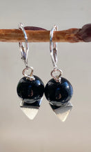 Load image into Gallery viewer, Contemporary Triangle with Black Earrings
