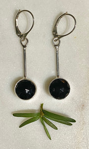 Contemporary Black Antique Button Earrings