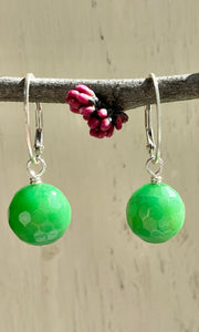 Faceted Green Earrings