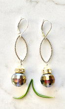 Load image into Gallery viewer, Gold with Purple Shimmer Crystal Earrings
