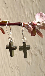 Pyrite Cross Earrings