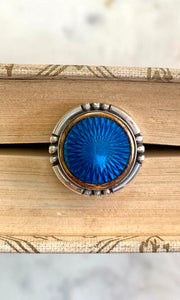 Beautiful Blue Antique Button Ring