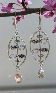 Oval with Leaves and Pearls Earrings