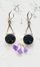 Load image into Gallery viewer, Deco Black Glass Earrings
