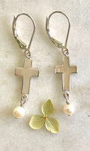 Load image into Gallery viewer, Cross and Pearl Earrings
