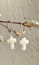 Load image into Gallery viewer, White Cross Earrings
