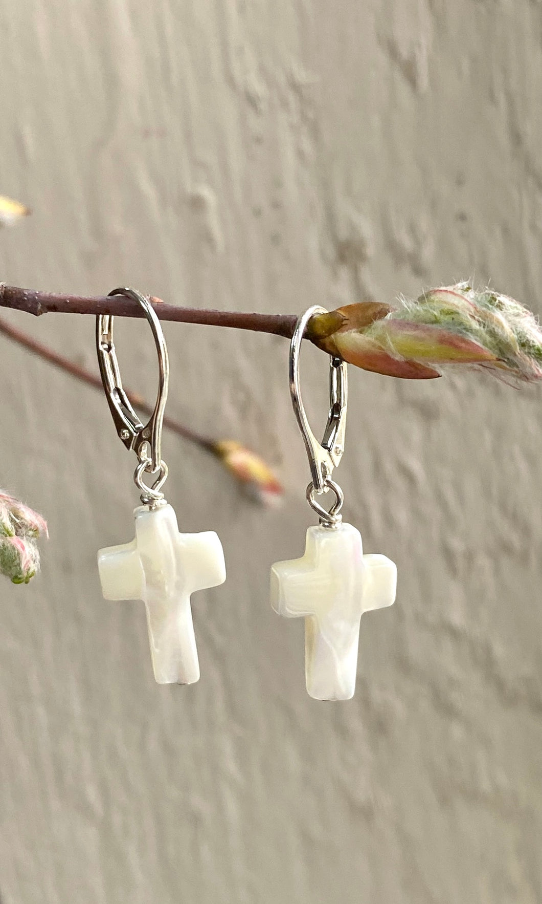 White Cross Earrings