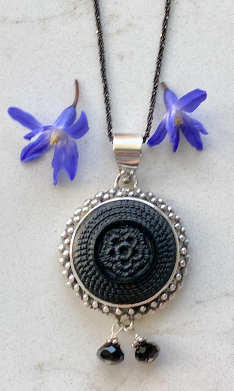 Victorian Black Button Necklace
