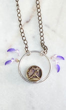 Load image into Gallery viewer, Circle and Antique Button Necklace
