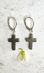 Pyrite Cross Earrings