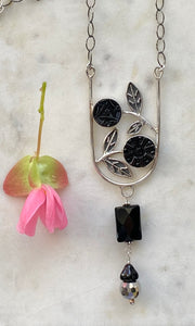 Stunning Garden Black Antique Buttons Necklace