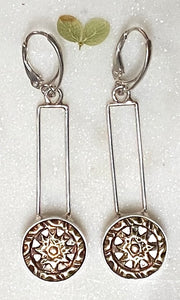 Contemporary Rectangle Antique Button Earrings