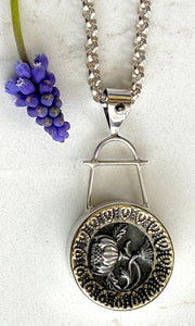 Flower Antique Picture Button Necklace