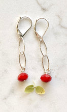 Load image into Gallery viewer, Long Red Glass Earrings
