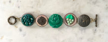Load image into Gallery viewer, Vintage Green Button Bracelet
