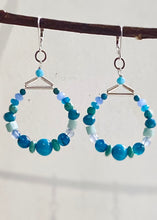Load image into Gallery viewer, Mixed Turquoise  Hoop Earrings
